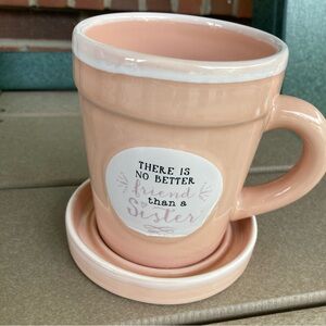 Peach Ceramic Sister Mug with Saucer
